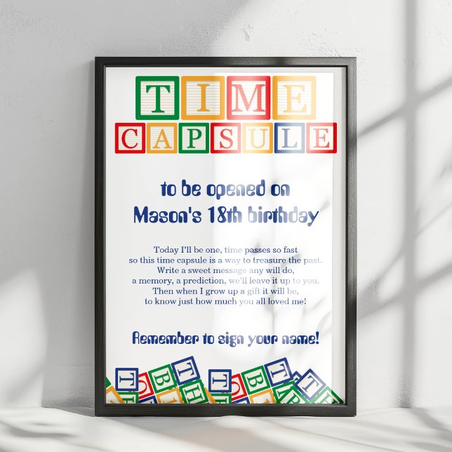 Primära Färgblock Tidskapsel 1-årsdag Poster (Skapare uppladdad)