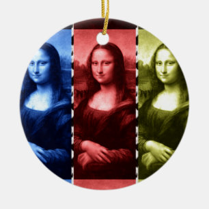 Primära färger Mona Lisa för djurt tryck Julgransprydnad Keramik