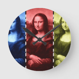 Primära färger Mona Lisa för djurt tryck Rund Klocka