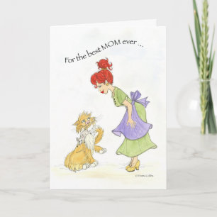 Primära födelsedagskort för Mamma och katt Kort