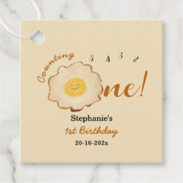 Primära märkord för Cute Fried Egg 1:a födelsedage Gåvor Etiketter