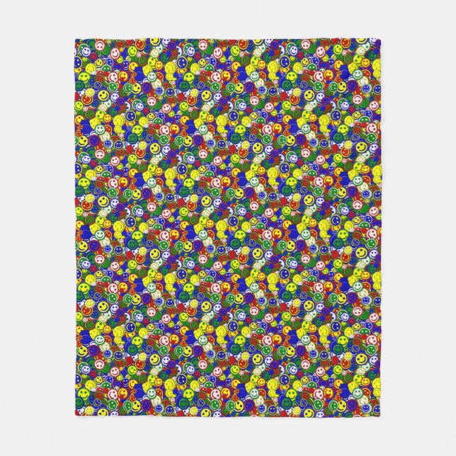 Primärt Ansikte Pärlor,BLUE-FLEECE BLANKET M Fleecefilt (Framsidan)