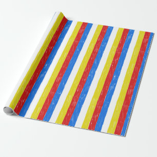 Primärt Färg Crayon Rand Presentpapper