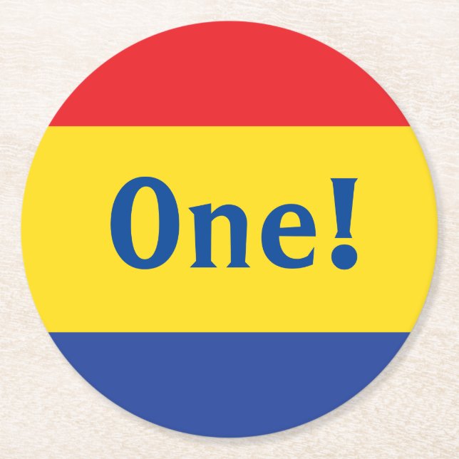 Primärt Färg-Födelsedagsfest Underlägg Papper Rund (Framsidan)