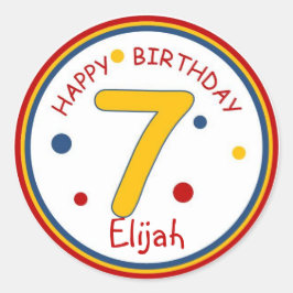 Primärt Färg Grattis på födelsedagen nummer 7 Runt Klistermärke