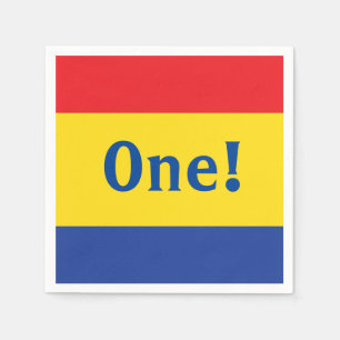 Primärt Färg Red Gult Blue 1 Birthday Party Pappersservett