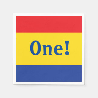 Primärt Färg Red Gult Blue 1 Birthday Party Pappersservett