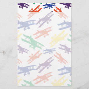 Primärt Färg Vintage Flygplan Mönster Brevpapper