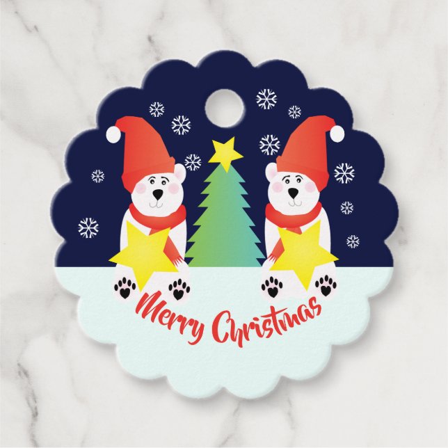 Primärt Färgad Stollig Polar Bear Gåvor Etiketter (Framsida)