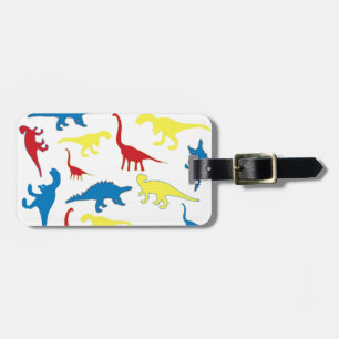 Primärt färgdinosaursmönster bagagebricka