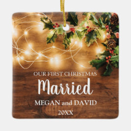 Primärt julgift, rustiskt trä och ljus julgransprydnad keramik