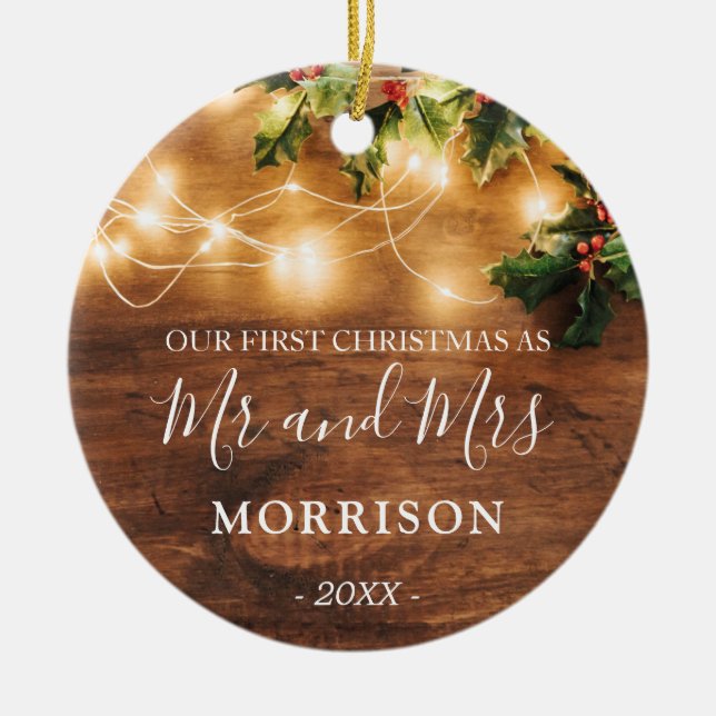 Primärt julgift, rustiskt trä och ljus julgransprydnad keramik (Framsidan)