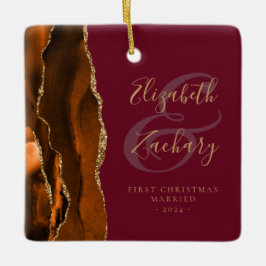 Primärt jultomte Rust Agate Burgundy Guld Julgransprydnad Keramik