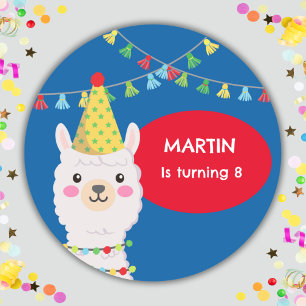 PRIMARY FÄRG CUTE LLAMA SQUARE STICKER RUNT KLISTERMÄRKE