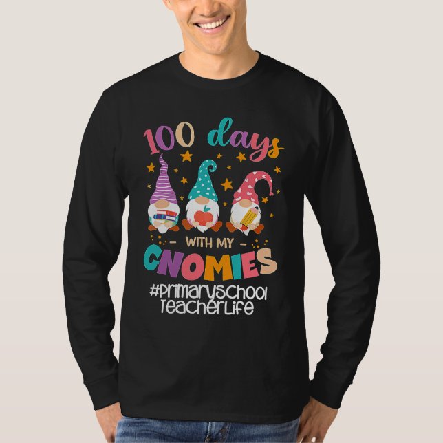Primary School Teacher 100 Days With My Gnomies St T Shirt (Framsida)