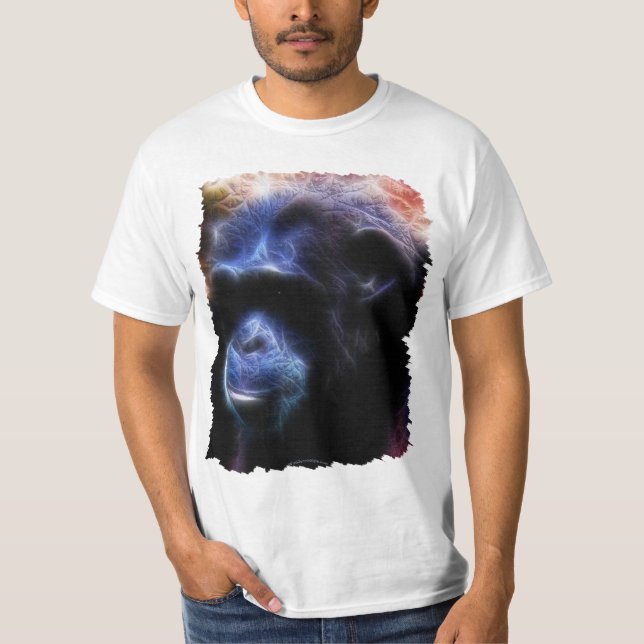 Primate Blue Arty Chimpanzee- studie på T- Shirt T-shirt (Framsida)