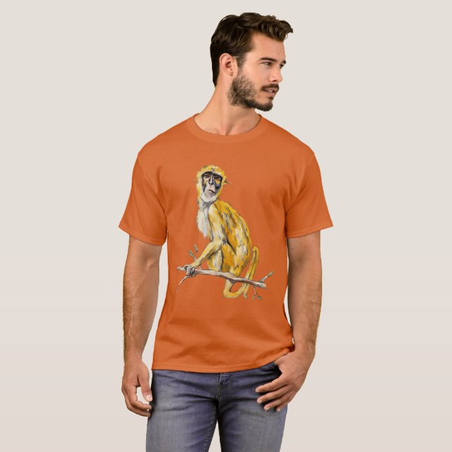 Primate Proclivity Monkey Shirt Men's Orange  T Shirt (Hel framsida)