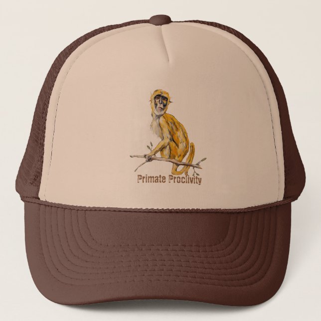 Primate Proclivity Monkey Trucker's Hat Keps (Framsida)