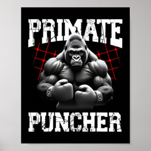 Primate Puncher Boxing Muscular Gorilla Boxer Ape Poster