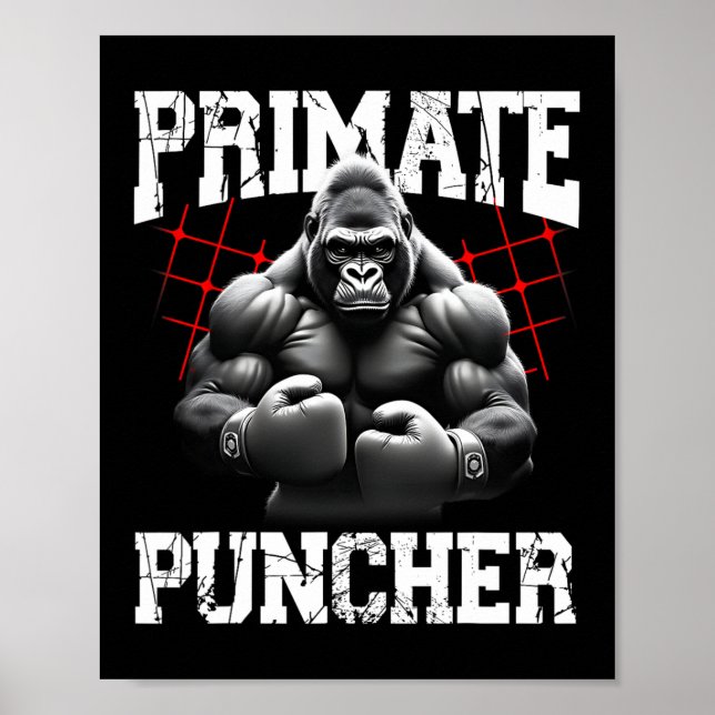 Primate Puncher Boxing Muscular Gorilla Boxer Ape Poster (Framsidan)