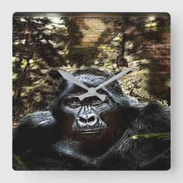 Primatmodeller: Gorilla 02, enastående Fyrkantig Klocka