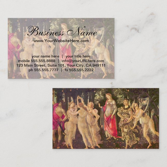Primavera av Botticelli, Antik Renaissancekonst Visitkort (Fram/baksida)