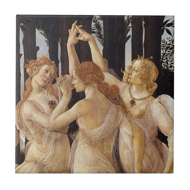 Primavera, De tre gracerna av Sandro Botticelli Kakelplatta (Framsidan)