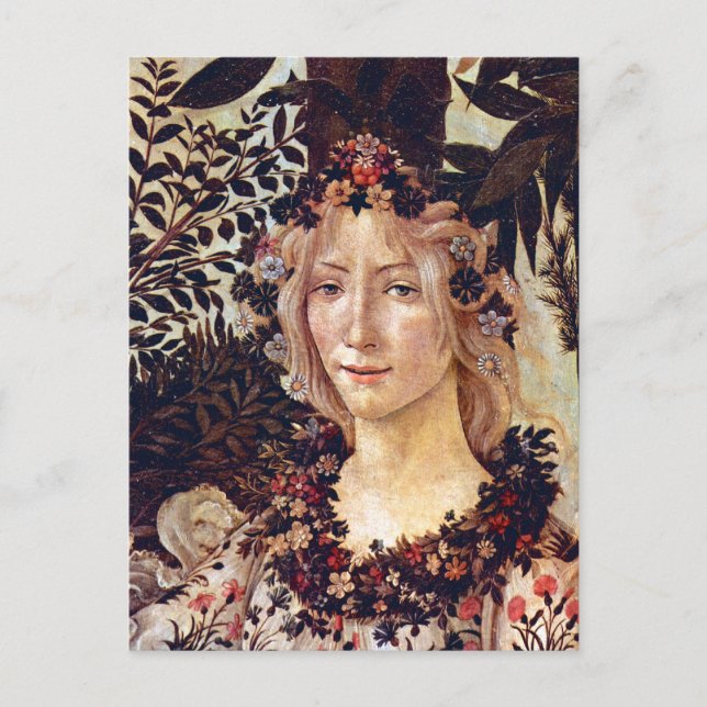Primavera, detalj Flora, Botticelli c. 1482 Vykort (Framsida)