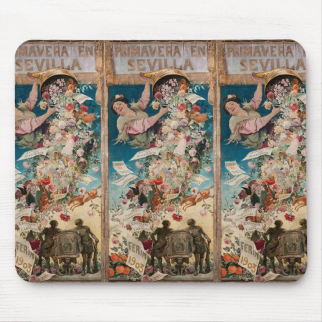 "Primavera en Sevilla" vintage art mousepad Musmatta (Framsidan)