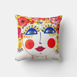 Primavera - Gypsy Garden Girl Cotton Pillow Kudde