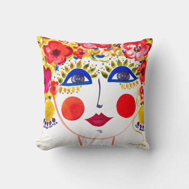 Primavera - Gypsy Garden Girl Cotton Pillow Kudde (Framsida)