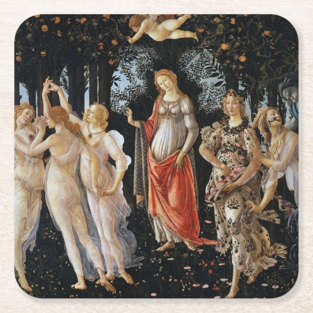 Primavera, Sandro Botticelli, 1482 Underlägg Papper Kvadrat (Framsidan)