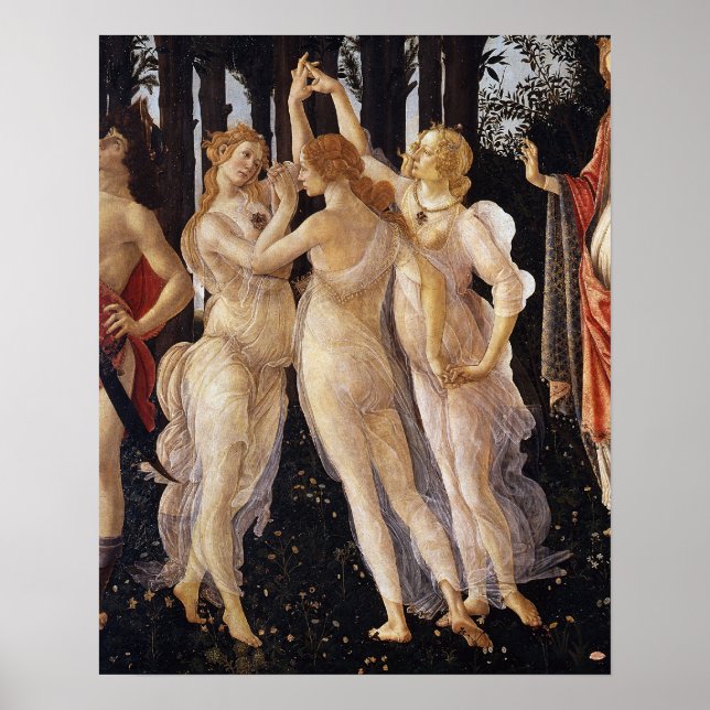 Primavera, Three Graces, Sandro Botticelli Poster (Framsidan)