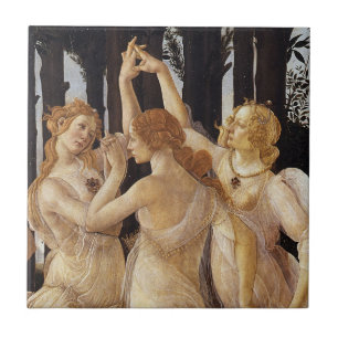 Primavera, tre Graces av Sandro Botticelli Kakelplatta