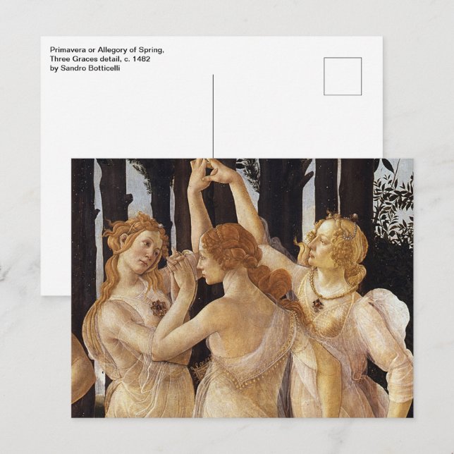Primavera, tre Graces av Sandro Botticelli Vykort (Fram/baksida)