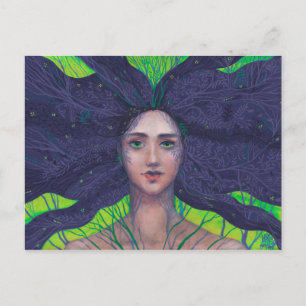 Primavera Vår Goddess Fantasy Surreal Porträtt Vykort