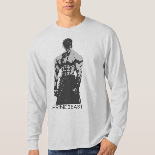 Prime Beast Gym Shirt Anime Bodybuilder Aesthetic T (Framsida)