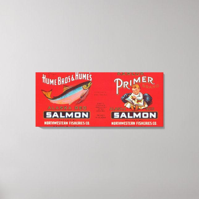Primer Brand Salmon Label-Seattle, WA Canvastryck (Framsida)