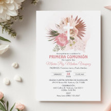 Primera Comunion bjudacion Boho First Communion