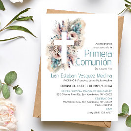Primera Comunion bjudacion Boho First Communion Inbjudningar