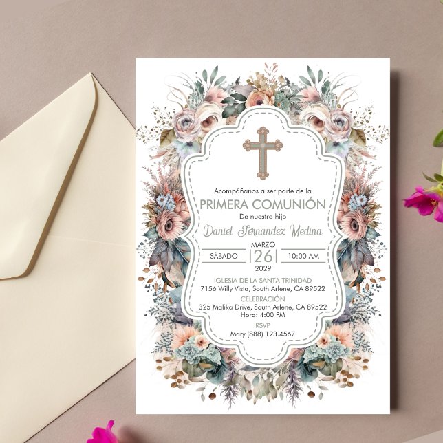 Primera Comunion bjudacion Boho First Communion Inbjudningar (Skapare uppladdad)