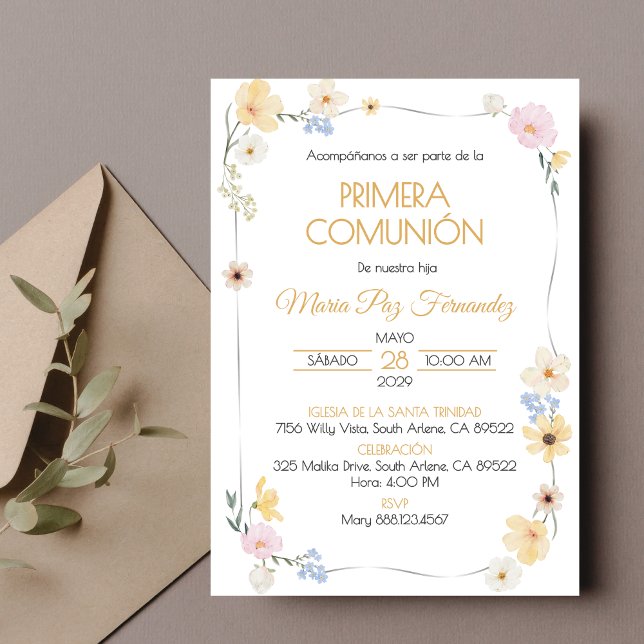 Primera Comunion bjudacion Cute First Communion Inbjudningar (Skapare uppladdad)