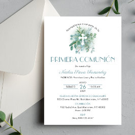 Primera Comunion bjudacion Grönt Lövs Communion Inbjudningar