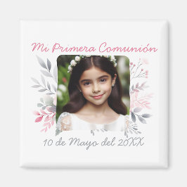 Primera Comunión con Foto y Flores spansk Magnet