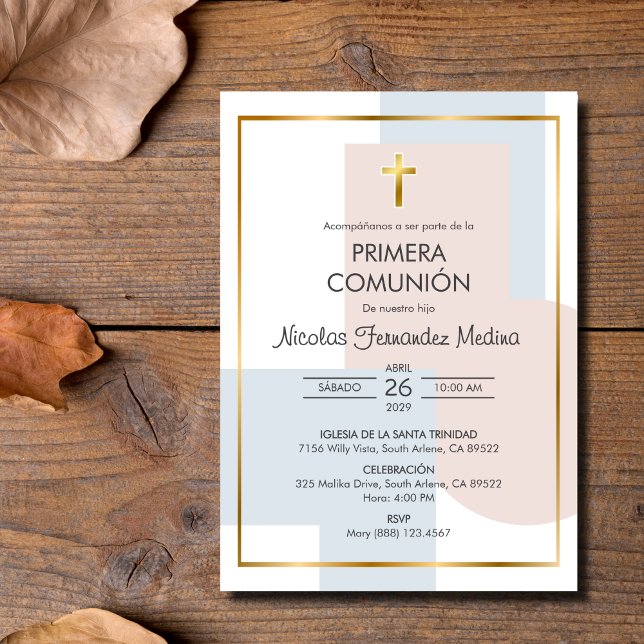 Primera Comunion Elegant Catholic First Communion Inbjudningar (Skapare uppladdad)