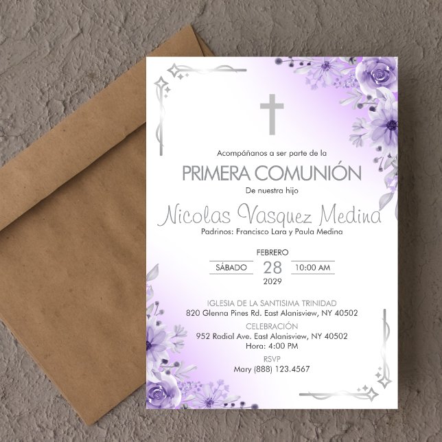 Primera Comunion-inbjudan, första Heligan, kommuni Inbjudningar (Skapare uppladdad)