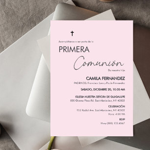 Primera Comunion Minimalist First Heliga Communion Inbjudningar