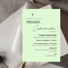 Primera Comunion Minimalist First Heliga Communion Inbjudningar