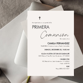 Primera Comunion Minimalist First Heliga Communion Inbjudningar
