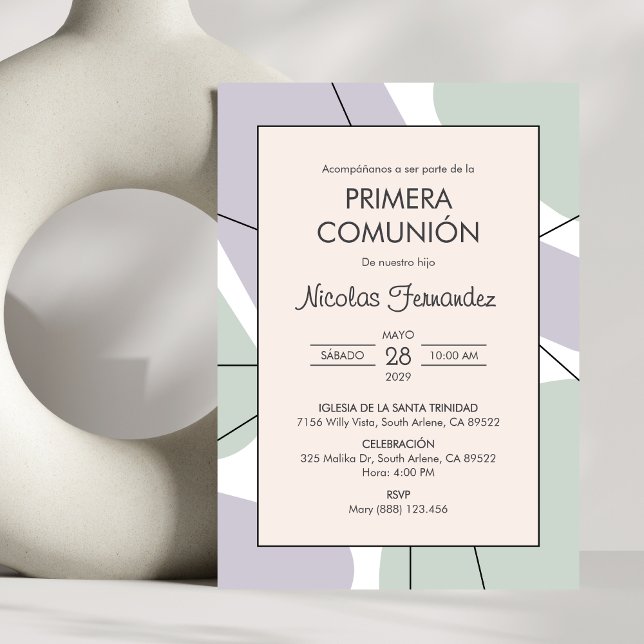 Primera Comunion Pastel Färg First Communion Inbjudningar (Skapare uppladdad)